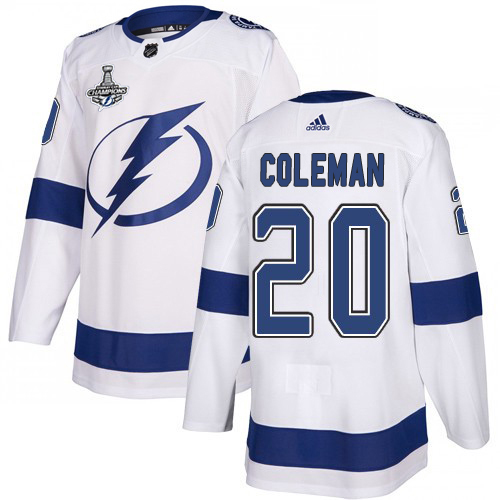 Adidas Tampa Bay Lightning #20 Blake Coleman White Road Authentic Youth 2020 Stanley Cup Champions Stitched NHL Jersey->youth nhl jersey->Youth Jersey